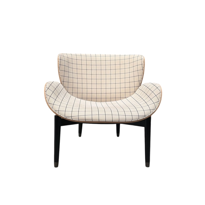 Easy chair JORGEN Leather wooden base BAXTER MADE IN ITALY