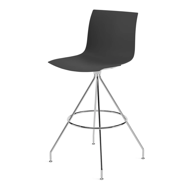 Tabouret haut CATIFA RE 46 pied central H 75 Noir ARPER