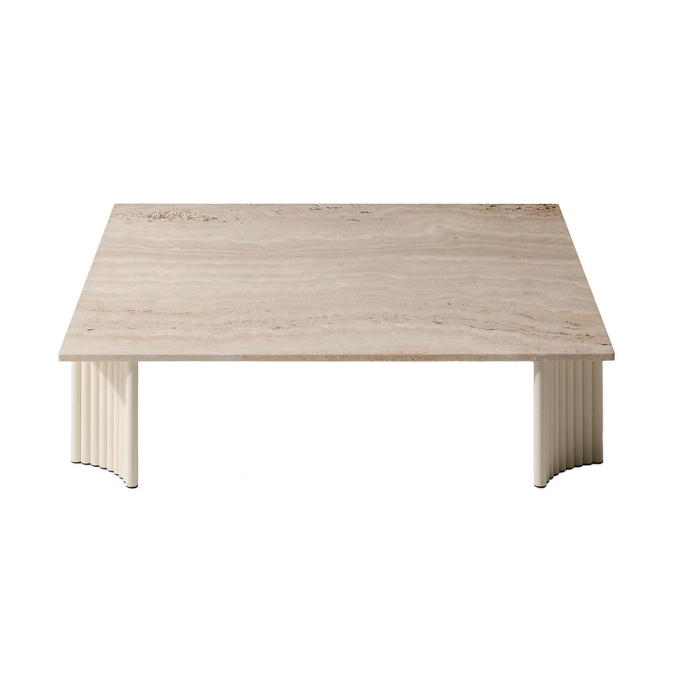 Table basse extérieure VIDALENTA 120x120 Travertin/ Blanc Panna CASSINA