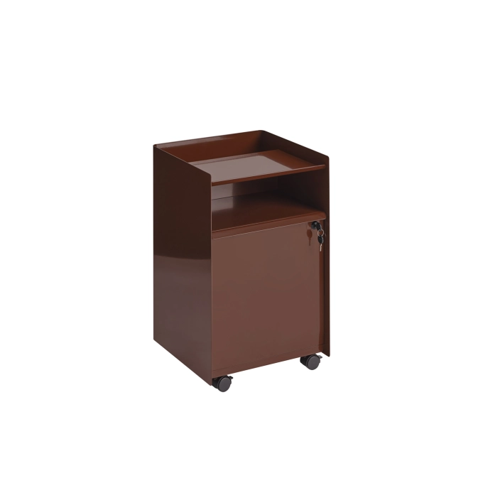 Trolley FOLDED with drawer and lock H 61,5 Dark Red MUUTO