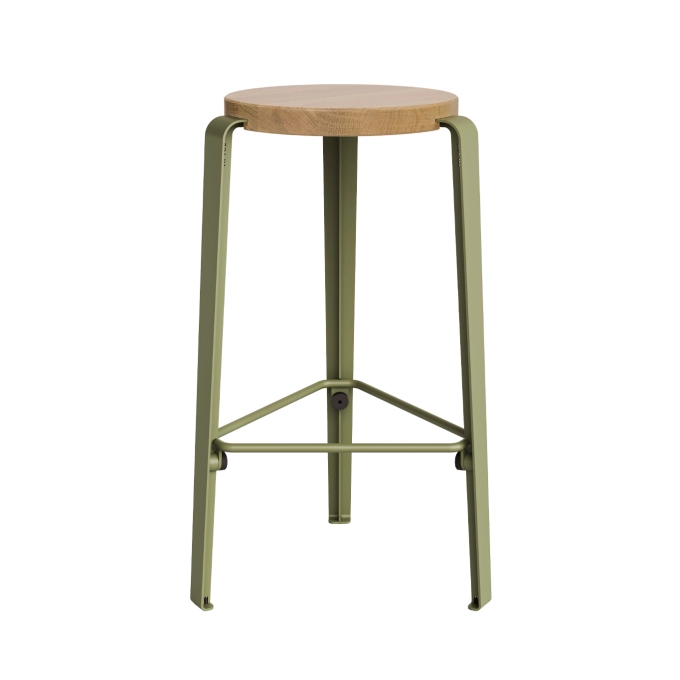 Tabouret haut MI LOU Chêne/Vert Kaki TIPTOE