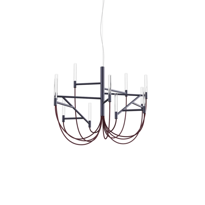 Pendant Light ALLUMETTE M Charcoal Grey / Burgundy FOSCARINI