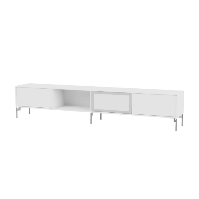 Meuble TV OCTAVE VII pieds chrome Blanc MONTANA