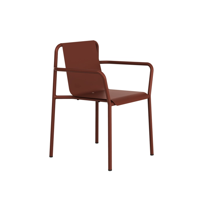 Chaise extérieure PANORAMA Rouge Brique avec accoudoirs TIPTOE