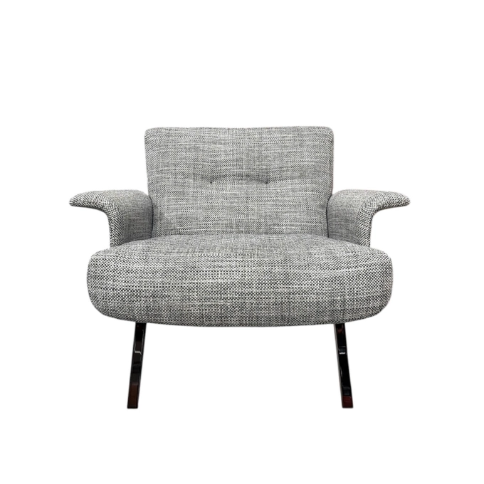 Easy chair DAIKI Walnut and Grey fabric MINOTTI