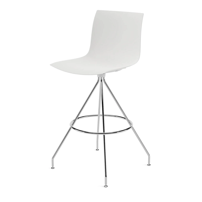 Tabouret haut CATIFA RE 46 pied central H 75 Blanc Lune ARPER