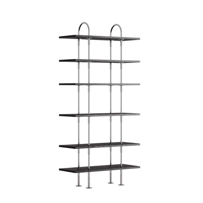 Etagère KEEN 2 arches 96 6 étagères inox-frêne marron noir - 1