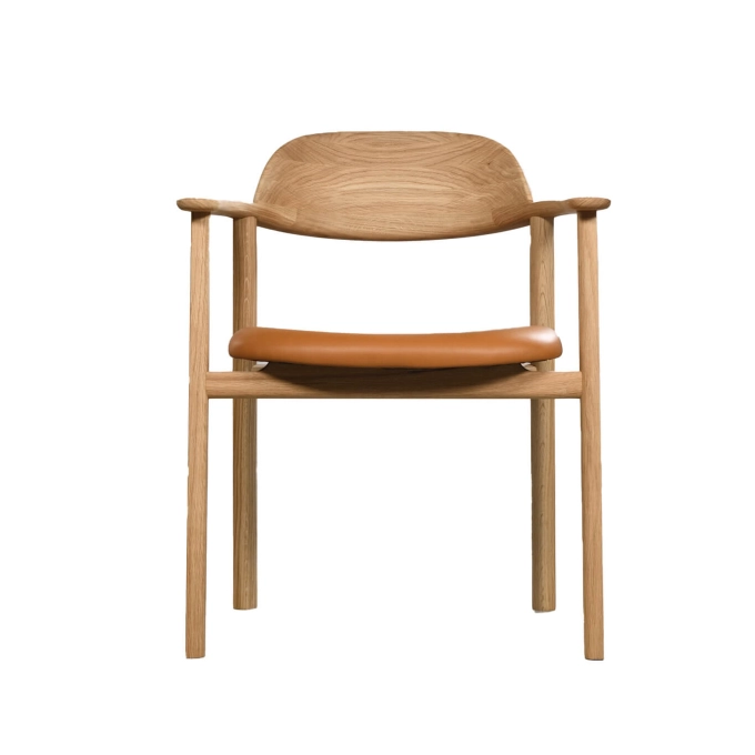 Chaise MATI cuir Nappa 100032 Cognac Chêne blanc ZANAT