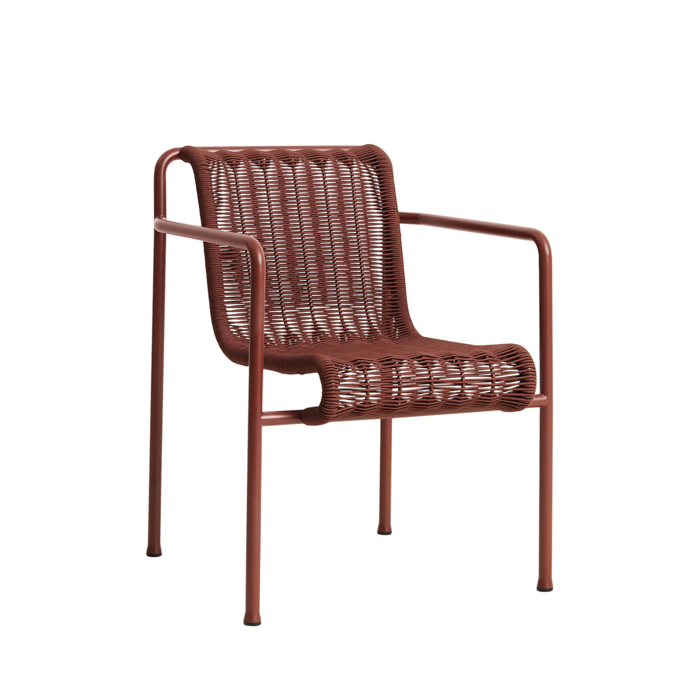 Outdoor Chair and Small Lounge Chair PALISSADE CORD Dining Armchair Rouge Fer HAY