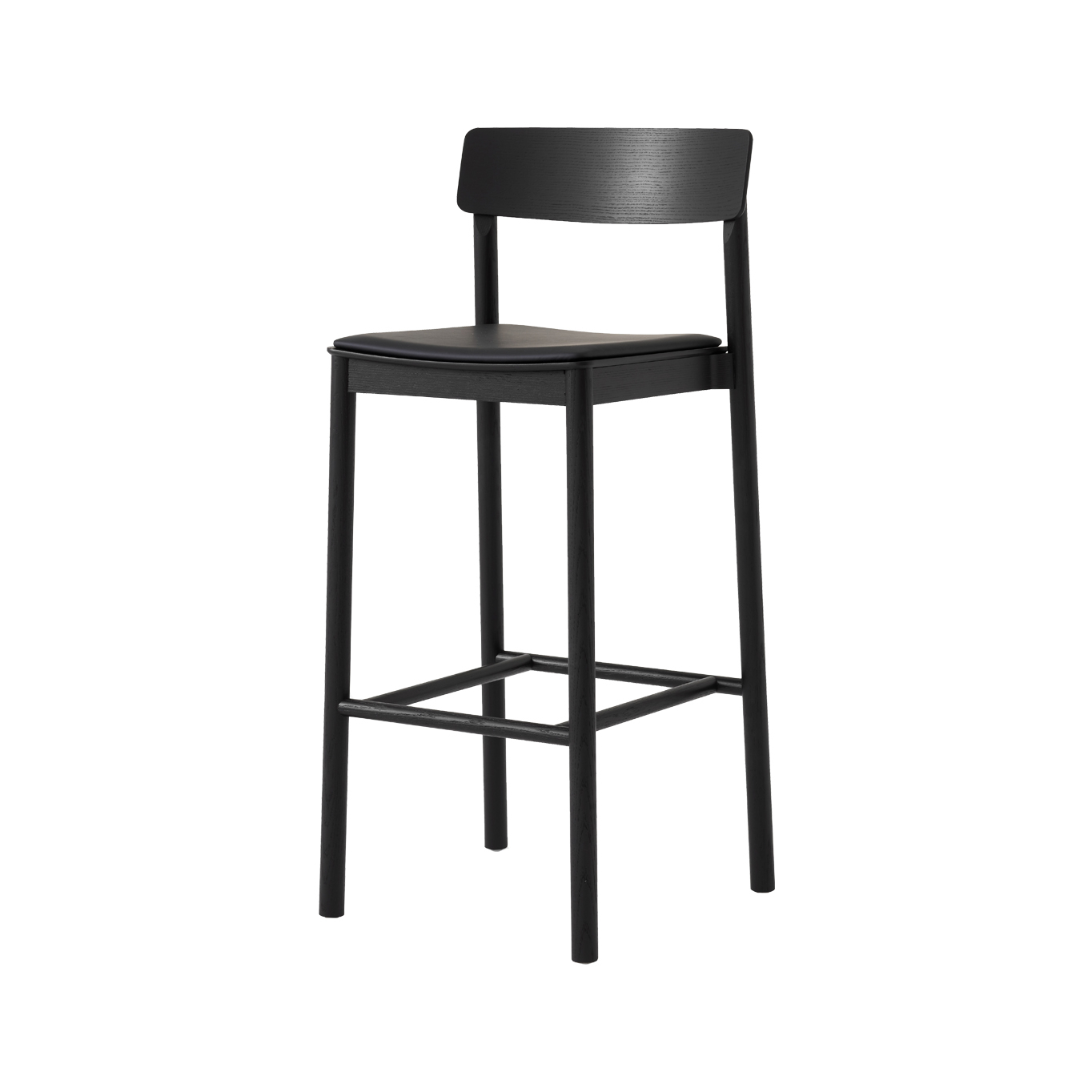Tabouret haut BETTY TK17 Frêne noir / Cuir noir AND TRADITION
