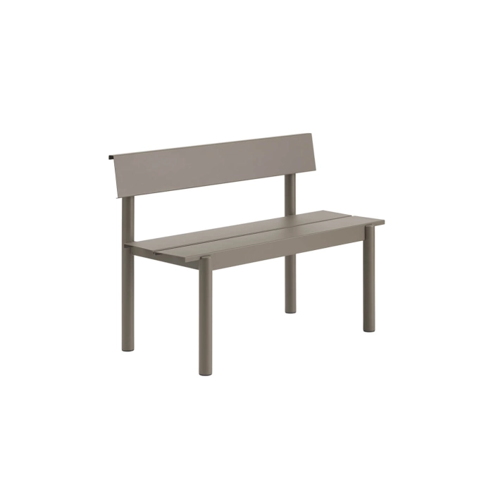 Outdoor Bench LINEAR STEEL with backrest W 110 Taupe MUUTO