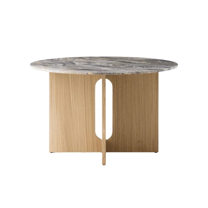 Dining Table ANDROGYNE Ø 120 Natural Oak/ Grey Marble Galaxy AUDO COPENHAGEN