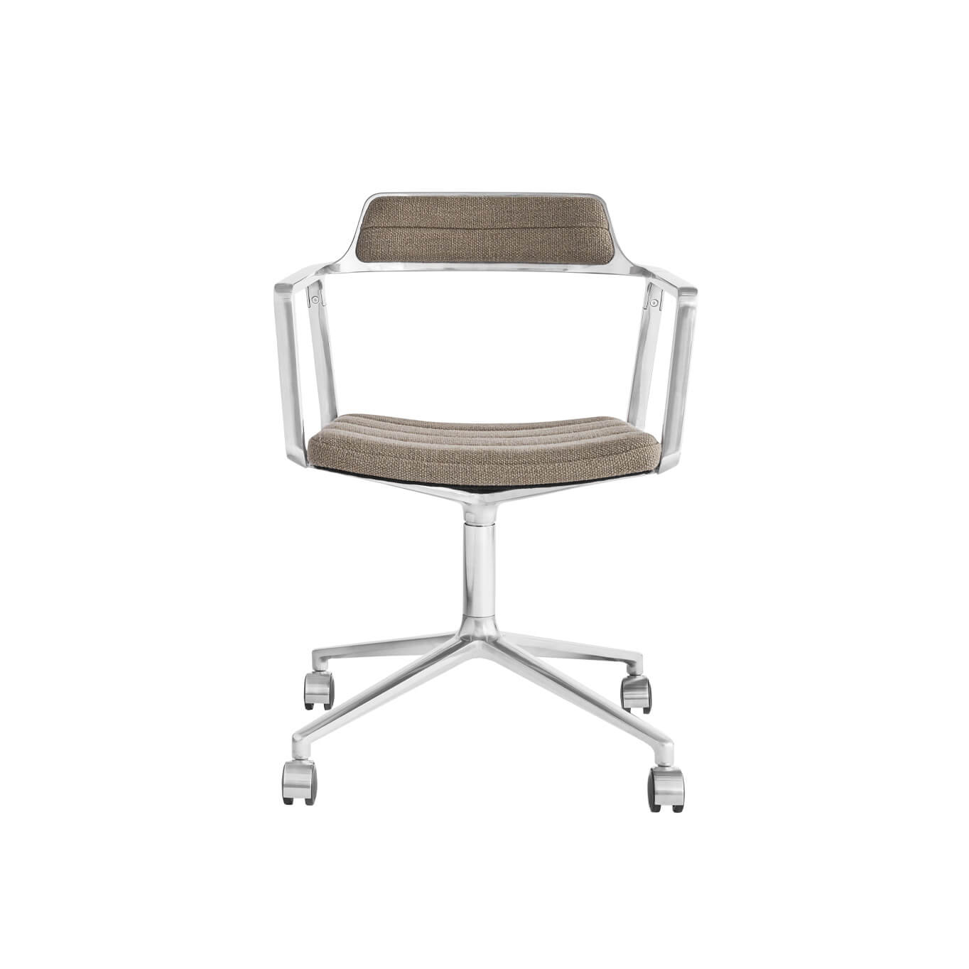SWIVEL CHAIR 452 à roulettes Tissu sable foncé / Aluminium poli VIPP