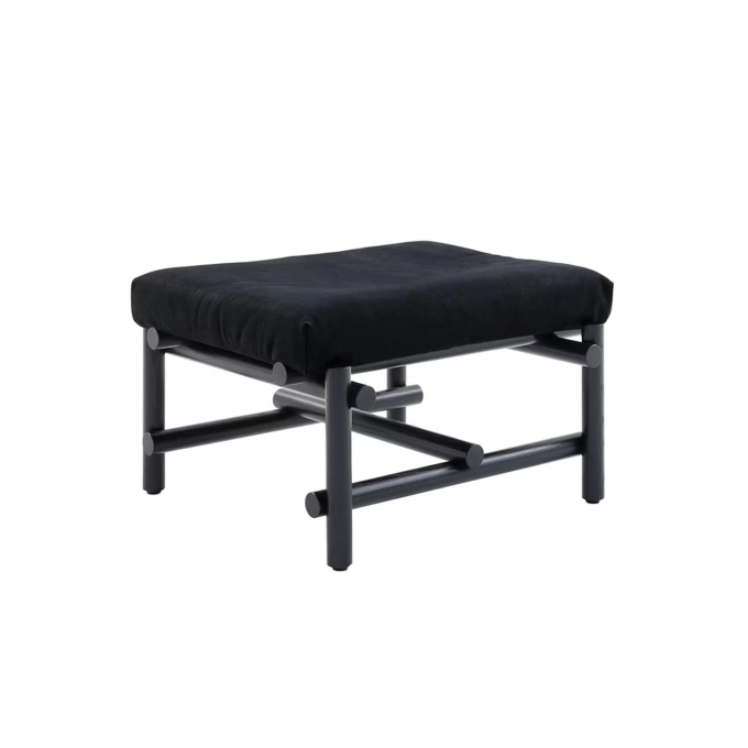 Pouf MUECKE Noir ébène/ Cuir Noir KNOLL