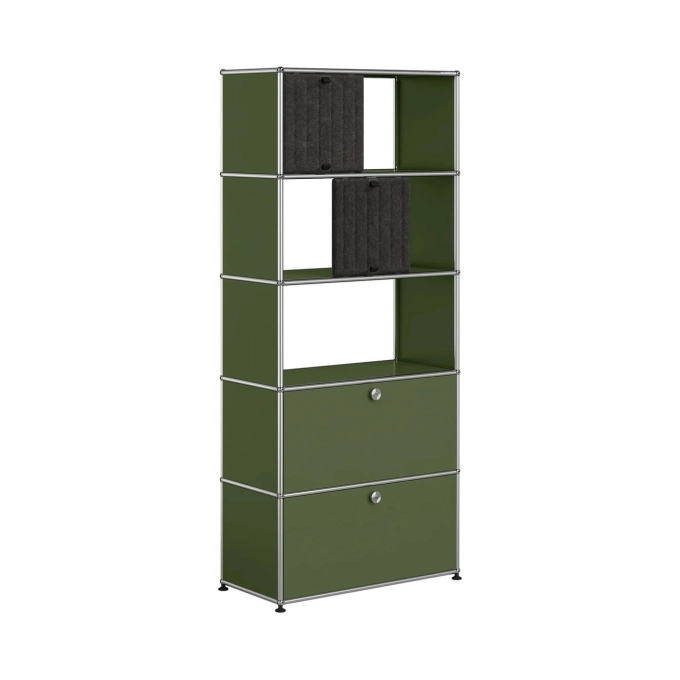 Meuble de rangement USM HALLER M69 Vert Olive/Soft Panel Gris Foncé USM HALLER