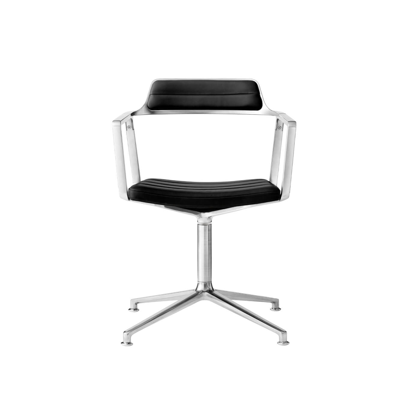 SWIVEL CHAIR 452 sur patins Cuir noir / Aluminium poli VIPP