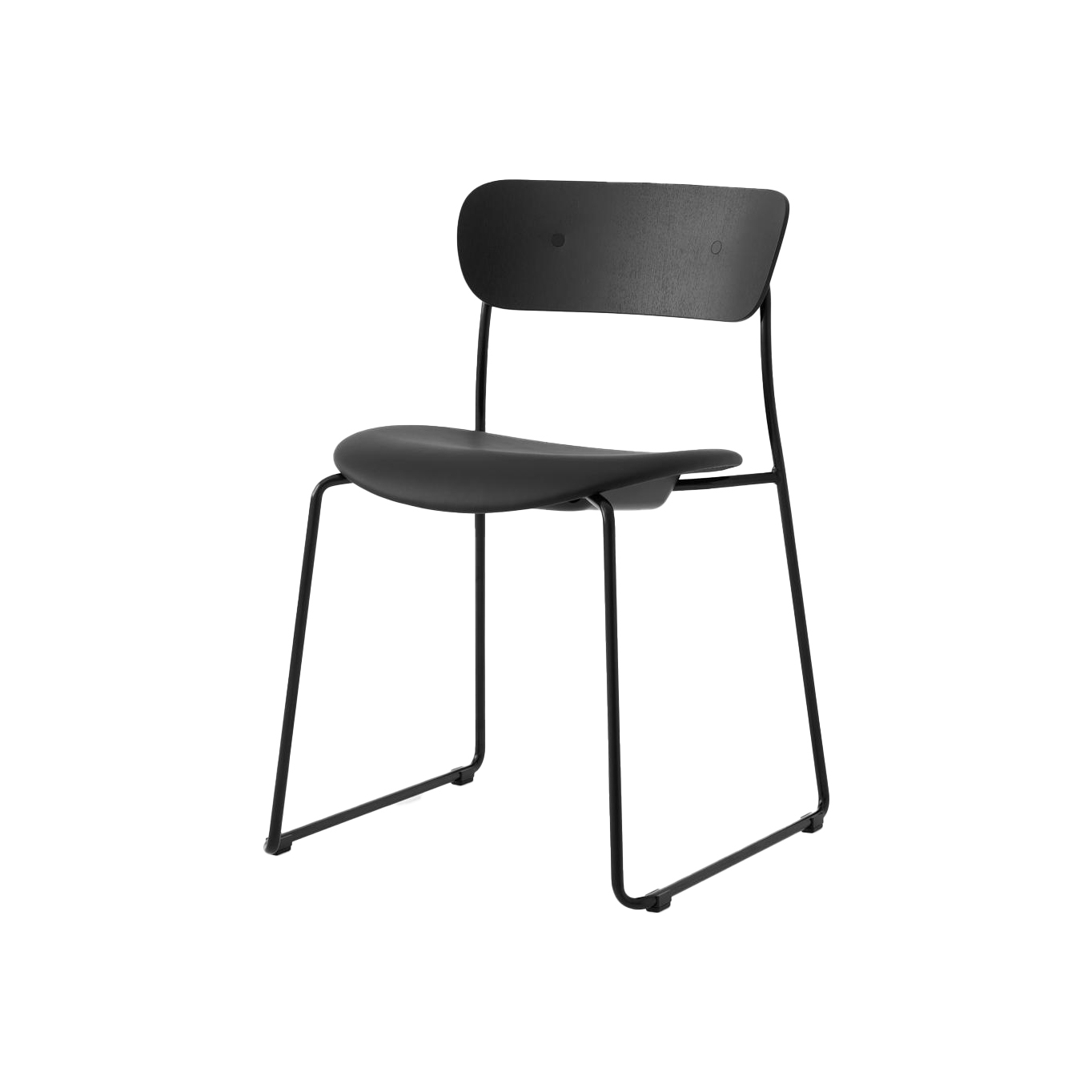 Chaise PAVILION AV52 Chêne Noir / Cuir Noir AND TRADITION