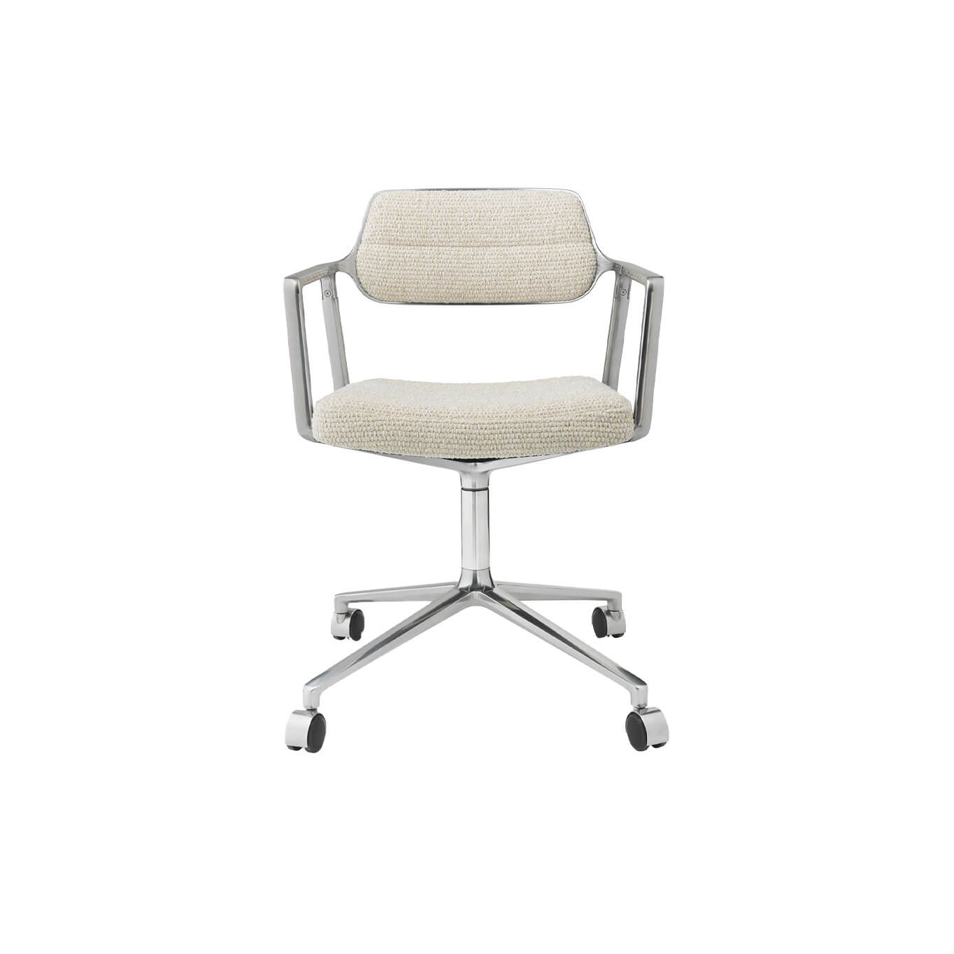 SWIVEL CHAIR 453 à roulettes tissu Off-White / Aluminium poli VIPP