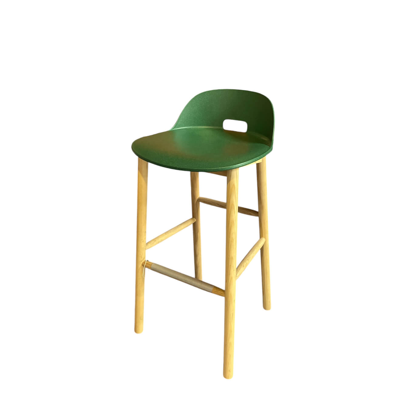 Tabouret haut ALFI dossier bas Vert bouteille / Frêne EMECO