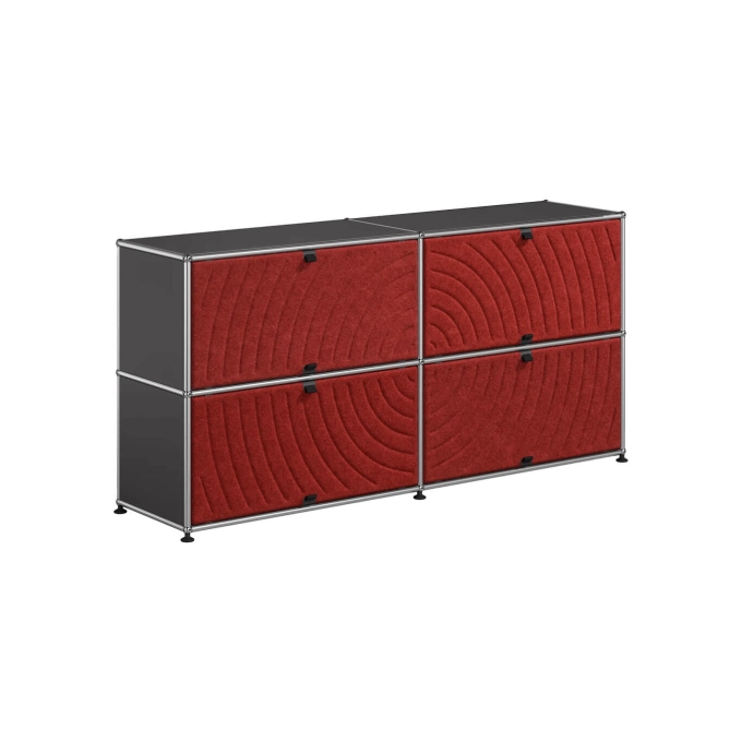 Meuble de rangement USM HALLER M68 Anthracite/Soft Panel Rouge USM HALLER
