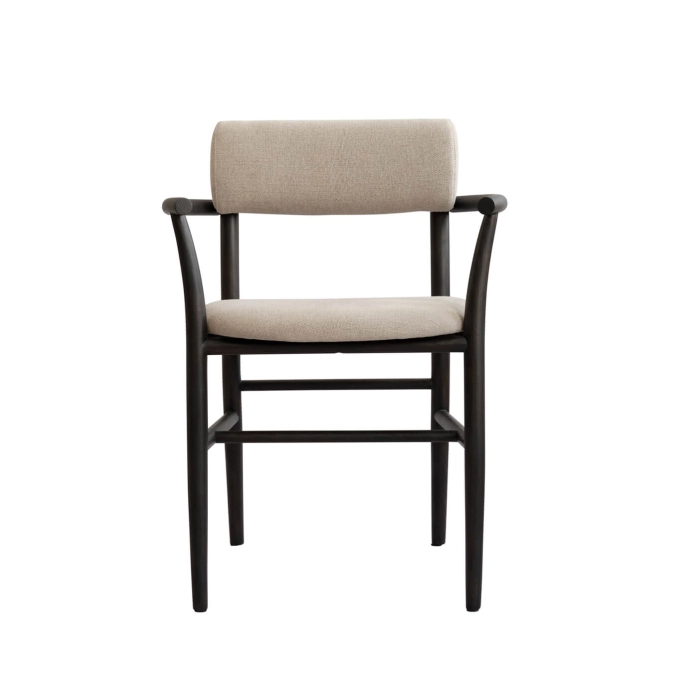 Dining Chair NAMA with armrests Coffee black linen 101 COPENHAGEN
