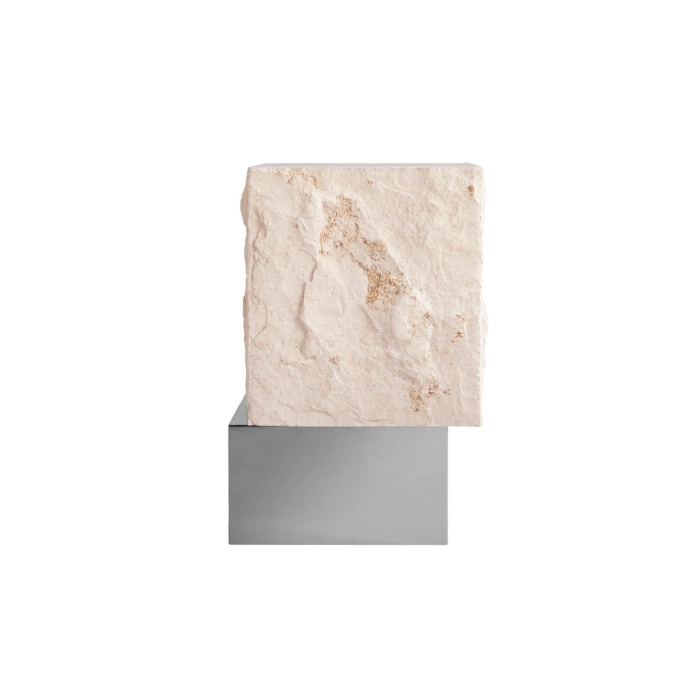 Side Table TEMPLE Limestone/Chrome 101 COPENHAGEN