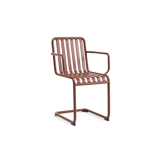 Chaise extérieure PALISSADE CANTILEVER avec accoudoirs Rouge fer HAY