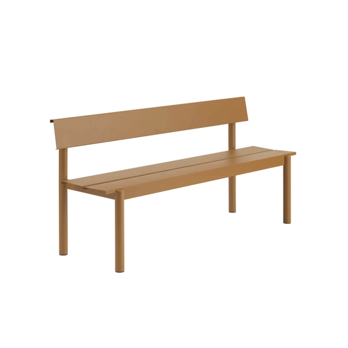 Outdoor Bench LINEAR STEEL with backrest W 170 Burnt orange MUUTO