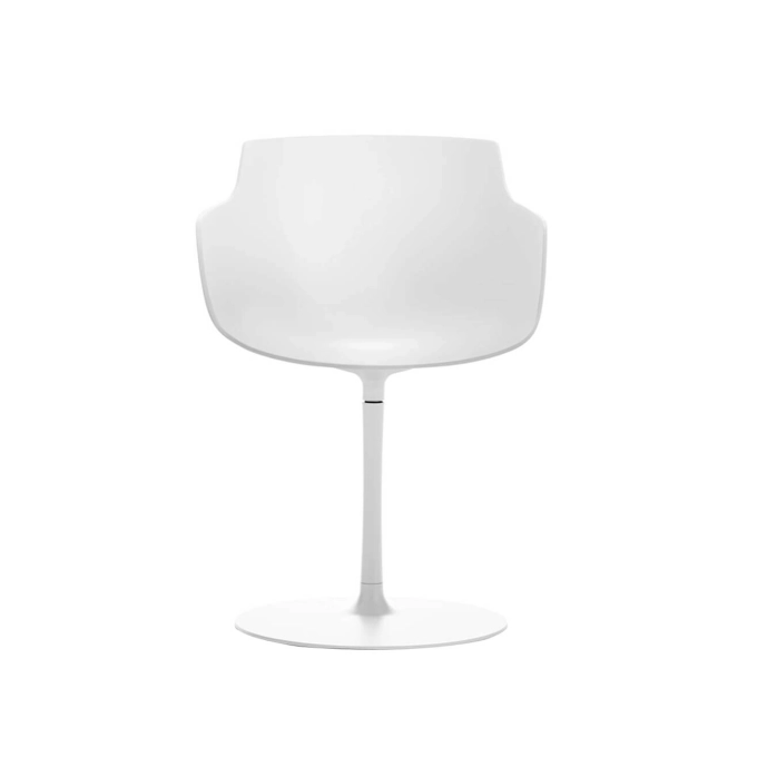 Chaise FLOW avec accoudoirs Pied Central Blanc MDF ITALIA