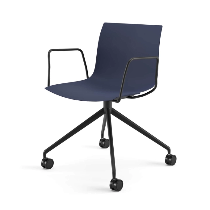 Office Chair CATIFA RE 46 4 legs with castors Midnight Blue ARPER