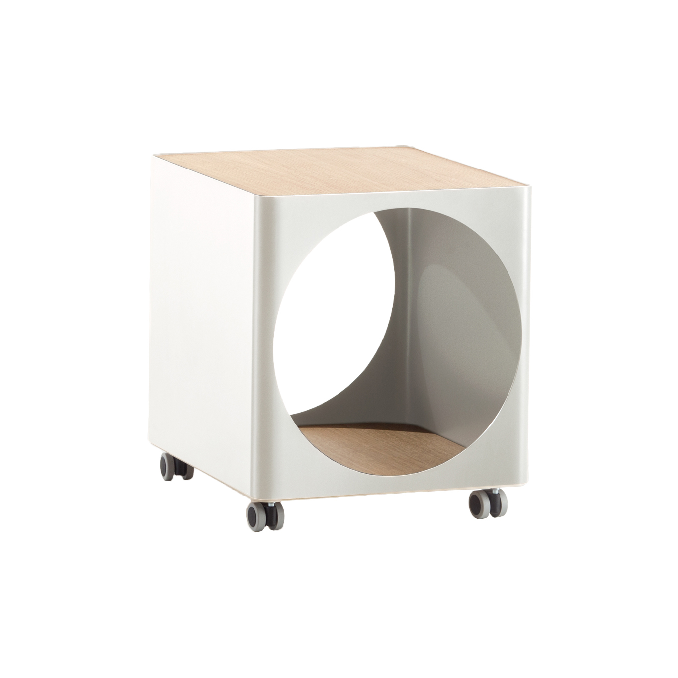 Table d'appoint guéridon RING à roulettes Blanc B-LINE