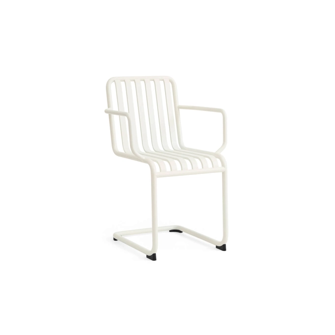 Chaise extérieure PALISSADE CANTILEVER avec accoudoirs Blanc crème HAY