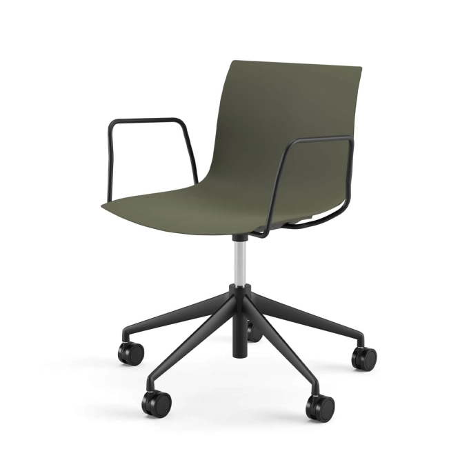 Fauteuil de bureau CATIFA RE 46 5 branches à roulettes Vert de lande ARPER