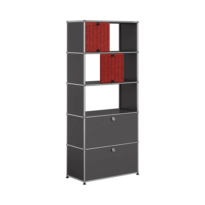 Storage Unit USM HALLER M69 Anthracite/Soft Panel Red USM HALLER