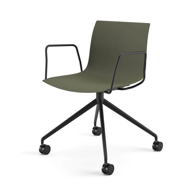 Fauteuil de bureau CATIFA RE 46 4 branches à roulettes Vert de lande ARPER