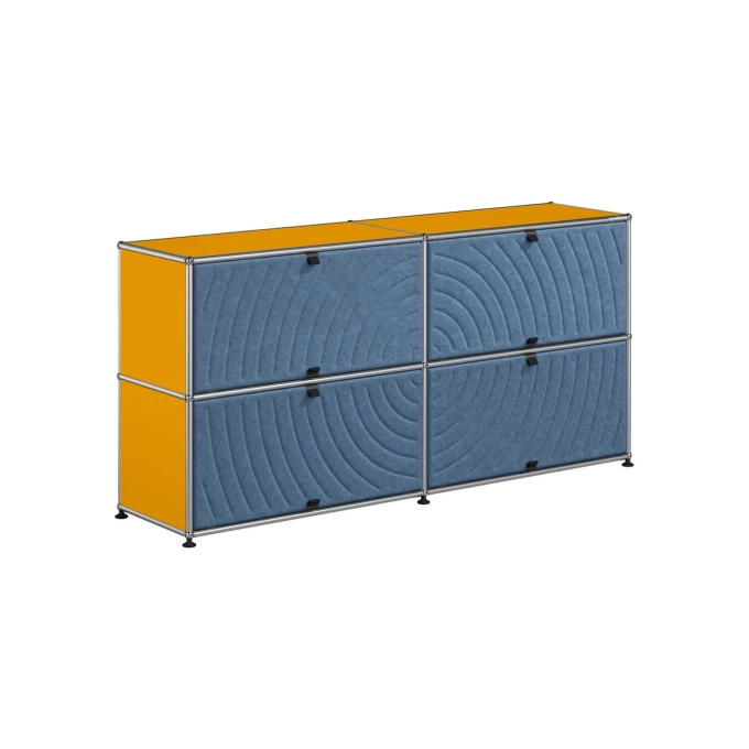 Meuble de rangement USM HALLER M68 Jaune Or/Soft Panel Bleu USM HALLER