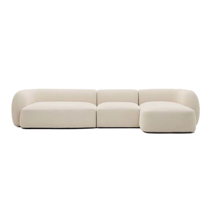 MARTINA modulable 4 places Chenille Ecru méridienne droite KAVE HOME