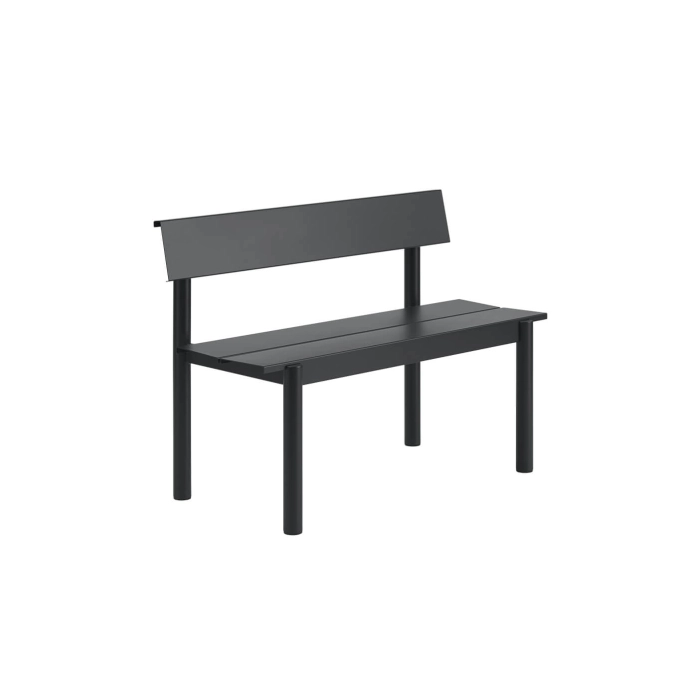 Outdoor Bench LINEAR STEEL with backrest W 110 Black MUUTO