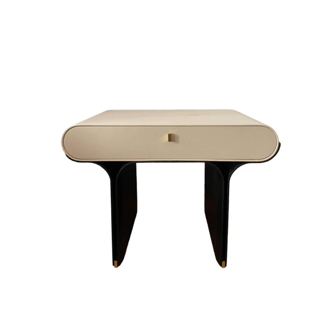 Table de chevet STAMI NIGHT Cuir Fard Ecru 2304 GALLOTTI & RADICE