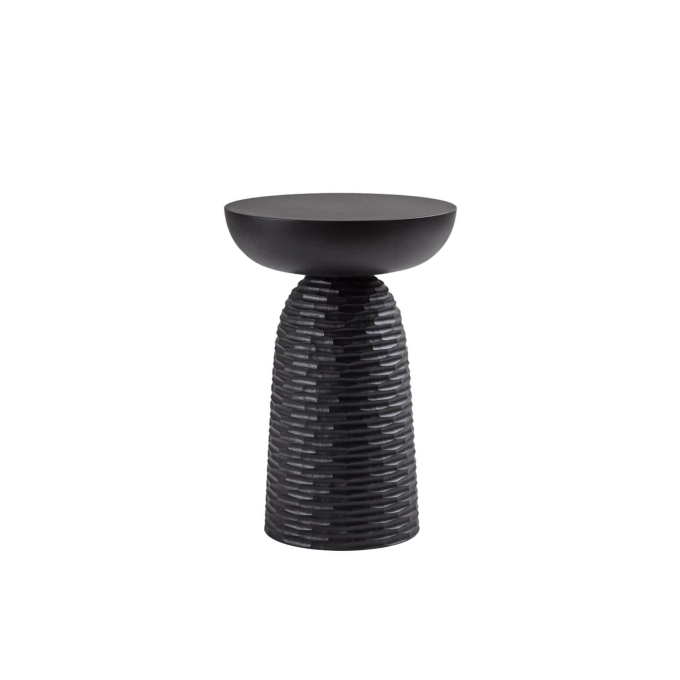 Stool NERA full base carved cuts Maple black ZANAT