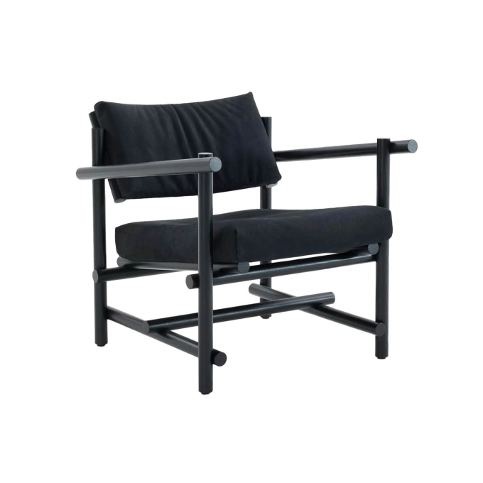 Fauteuil MUECKE Noir ébène/ Cuir Noir KNOLL