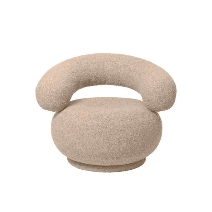 Easy chair ORBO Swivel Raw Bouclé Natural FERM LIVING
