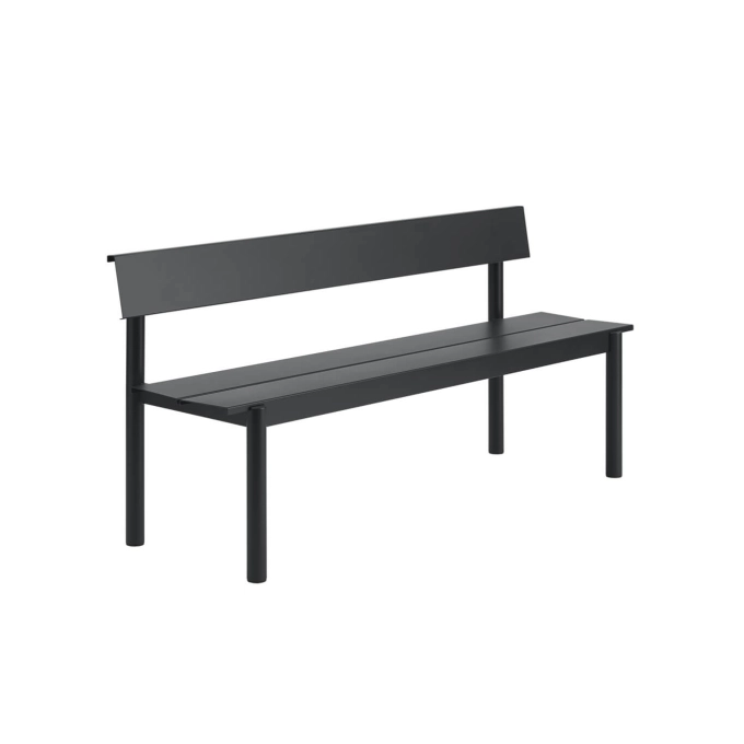 Banc extérieur LINEAR STEEL avec dossier L 170 Noir MUUTO