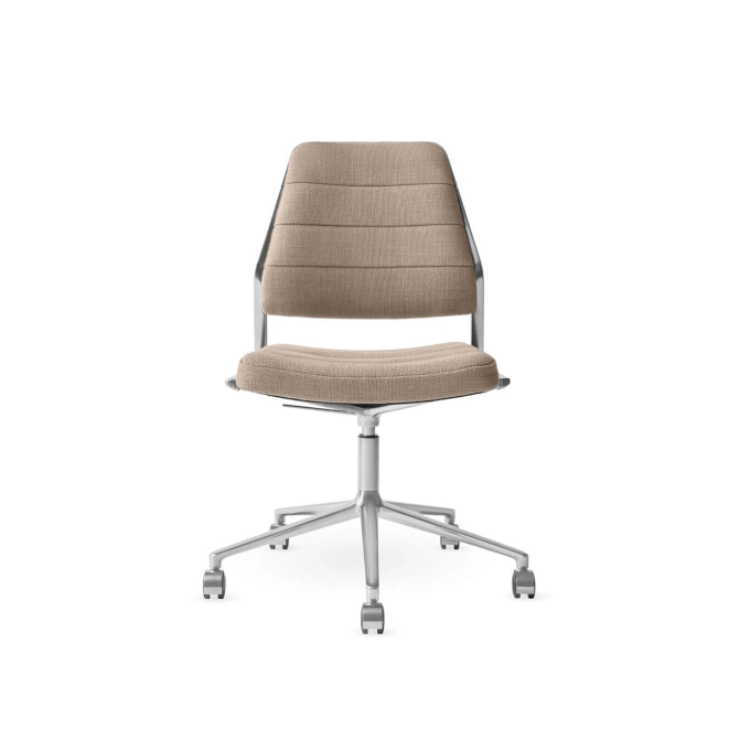 SWIVEL CHAIR 454+ à roulettes tissu Tide / Aluminium poli VIPP