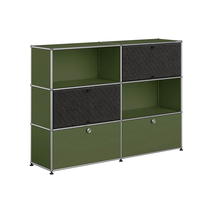 Meuble de rangement USM HALLER M66 Vert Olive/Soft Panel Gris Foncé USM HALLER