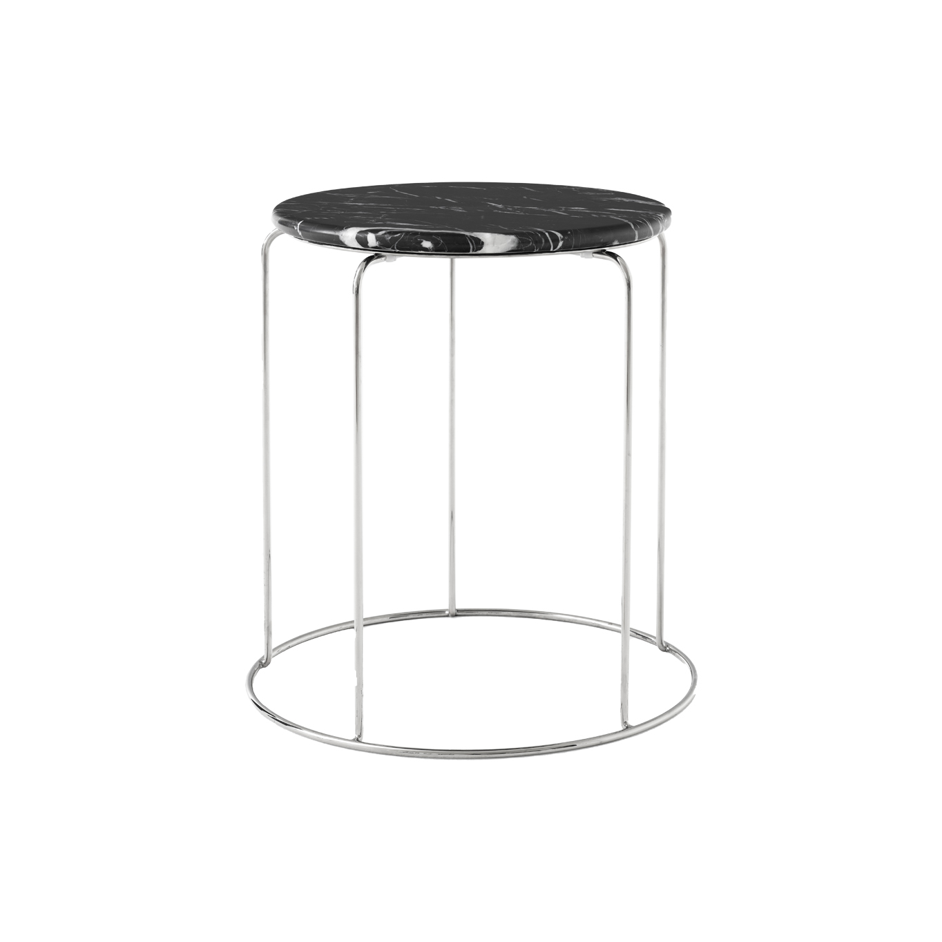 Table d'appoint guéridon WIRE STOOL VP11 avec plateau marbre Noir Marquina AND TRADITION