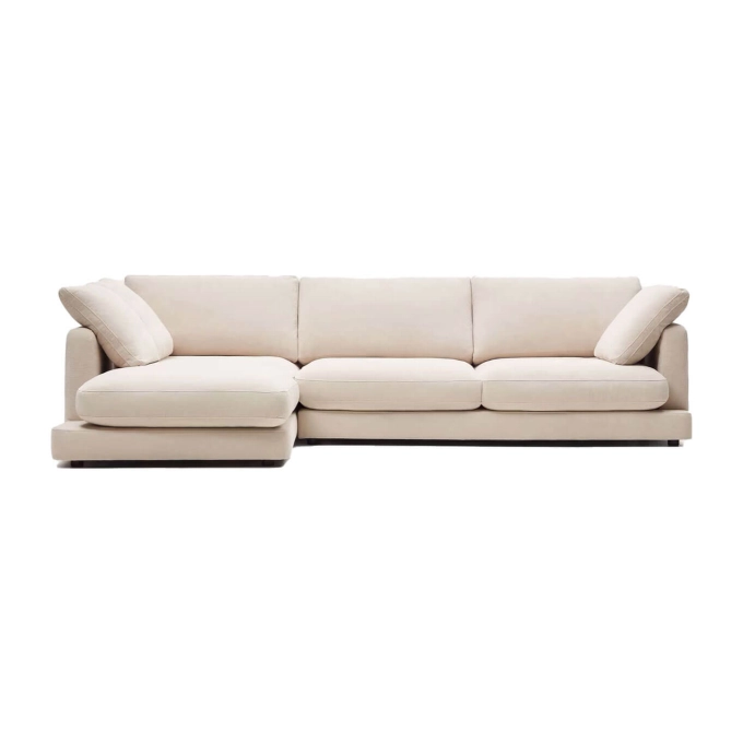 GALA 4 places avec méridienne gauche Chenille Beige KAVE HOME
