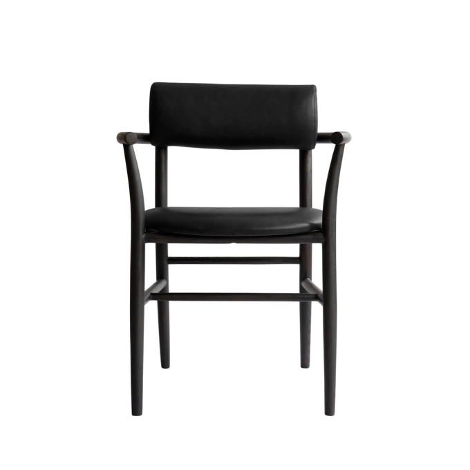 Dining Chair NAMA with armrests aniline leather Black 101 COPENHAGEN