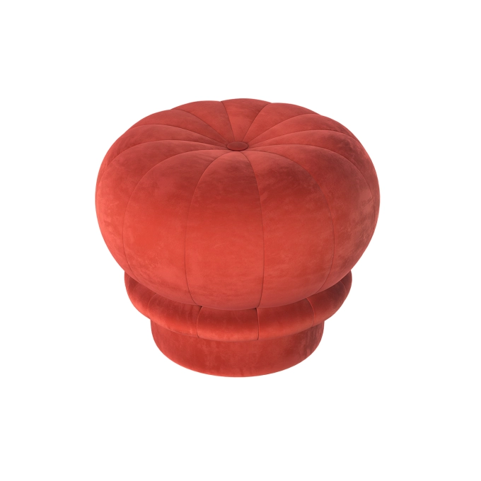 Pouf CLAUDIE Velours Rouge Garance HARTO