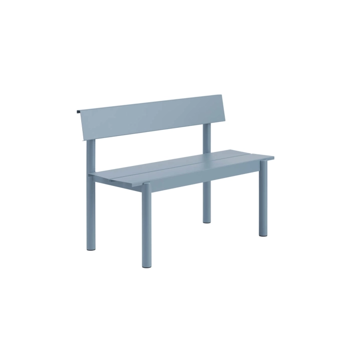 Outdoor Bench LINEAR STEEL with backrest W 110 Pale blue MUUTO